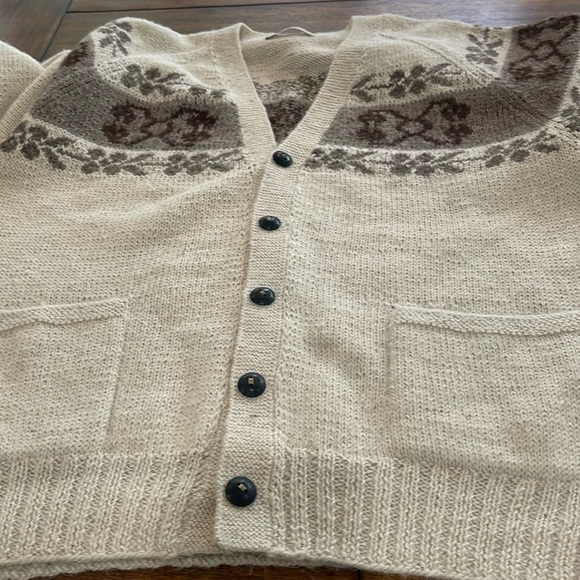 Fotrama 100% Alpaca Wool Bolivia button front knitted beige sweater cardigan M - Picture 6 of 16